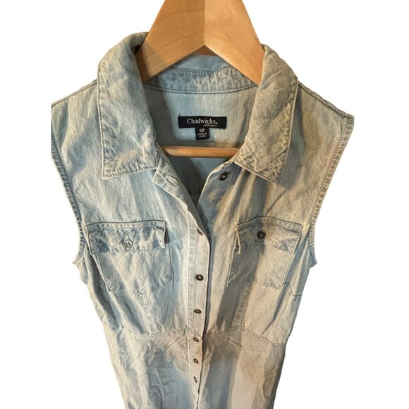 Chadwicks Sleeveless Denim Button Up Maxi Dress Light Blue Size 10 P - Picture 4 of 6